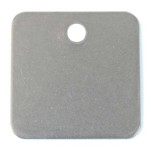 Blank Tag, Stainless Steel, 2 in H x 2 in W, Silver, Square, 10 PK