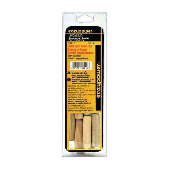 Eazypower Dowel Pin,Wood,Fluted,PK30 39410