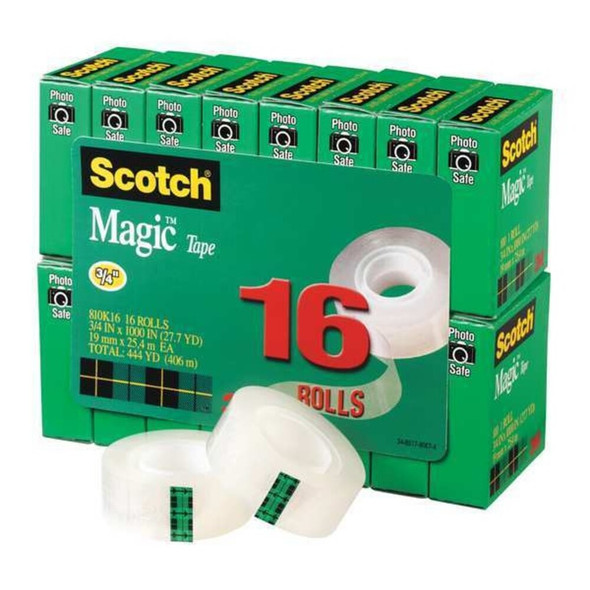 3m Office Tape,83.3 ft,3-4 in,2.3 mil,PK16 810K16