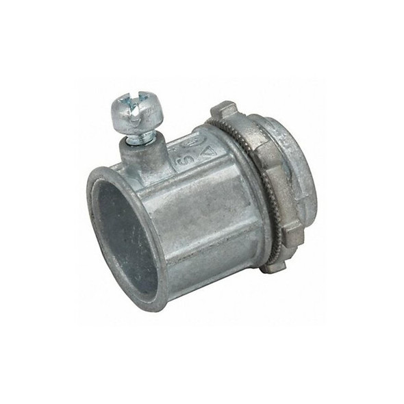 Raco EMT Grounding Connector, 1-1/4 in, Set Screw, Zinc Alloy, Plain, Gray 2605