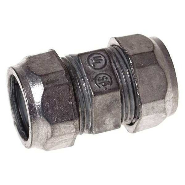 Raco EMT Coupling, 1-1/4 in, Compression, Zinc Alloy, Zinc Plated, Gray 2825