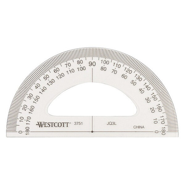 Westcott Protractor, Plastic, Lined3-1/2in, Trnsprnt 3751