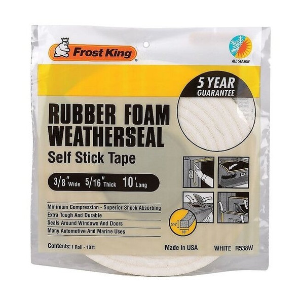 Frost King Spnge Rubber Foam Tape,3/8Inx10 ft,8 mil R538WH