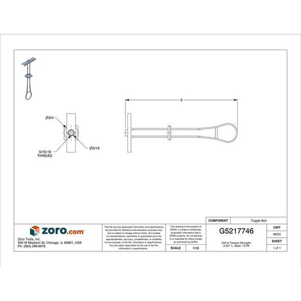 Manufacturer Varies Channel Toggle Anchor,St,5/16"-18,PK10 U63266.031.0001 Manufacturer Varies Channel Toggle Anchor,St,5/16"-18,PK10 U63266.031.0001