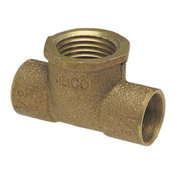 Nibco Tee,Bronze,Cup3/4",Cup3/4",FNPT3/8" 712R-LF 3/4X3/4X3/8