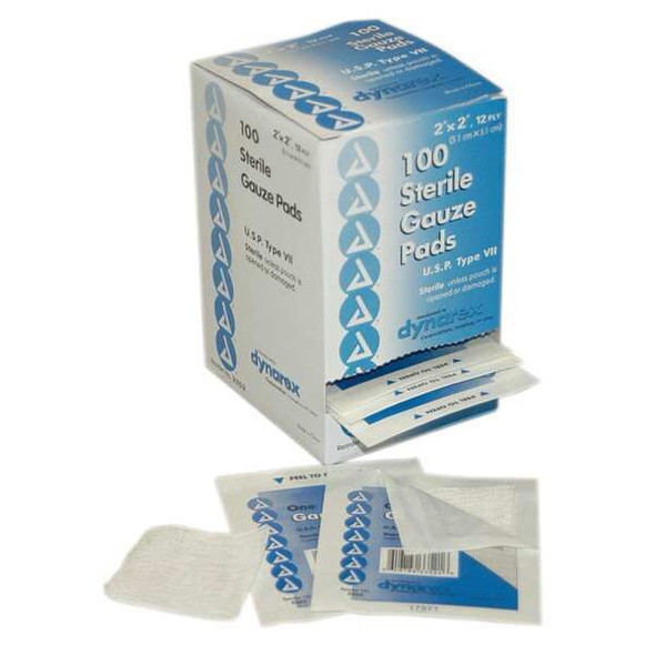 First Aid Only Gauze Pad, Sterile, White, No, Gauze, PK100 3-102