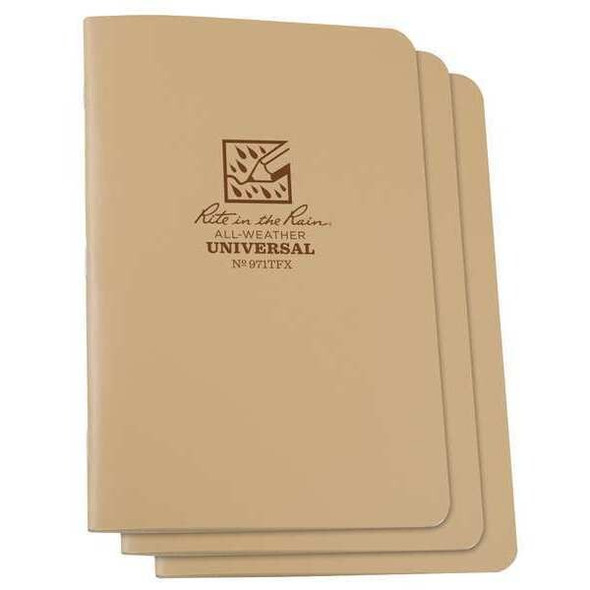 Rite in the Rain All Weather Notebook, Tan, Universal, PK3 971TFX-M