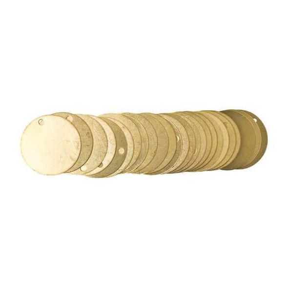 Brady Blank Tag, Brass, 2 in H x 2 in W, 2 in Dia., Brass, Round, 25 PK 23211