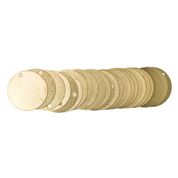 Brady Blank Tag, Brass, 2 in H x 2 in W, 2 in Dia., Brass, Round, 25 PK 23211