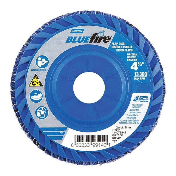 Norton Abrasives Fiber Disc,4 1/2 in Dia,7/8in Arbor 66623399140