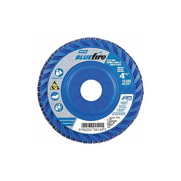 Norton Abrasives Flap Disc,4 1/2 In x 36 Grit,7/8 66623399140