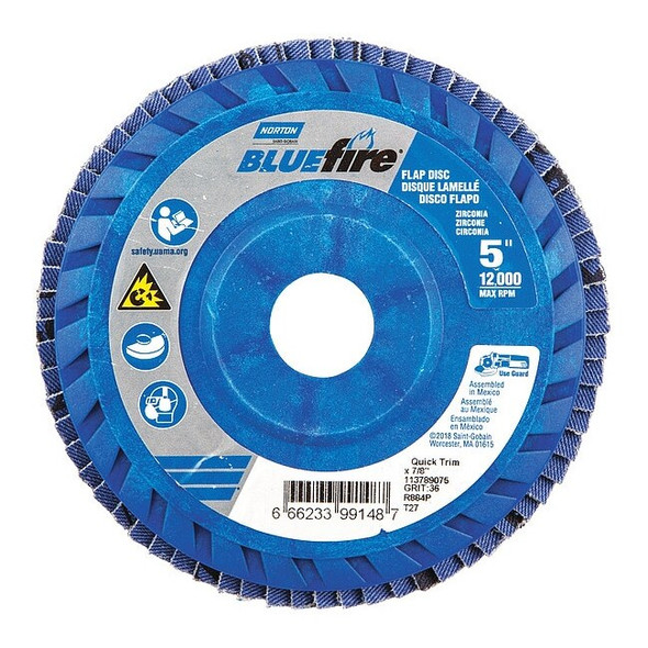 Norton Abrasives Flap Disc,5 In x 36 Grit,7/8 66623399148