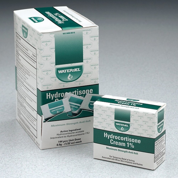 Waterjel Hydrocortisone Cream,Box,0.03 oz.,PK144 WJHY-1728