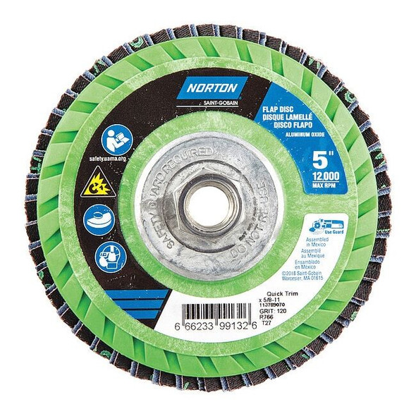 Norton Abrasives Flap Disc,5 In x 120 Grit,5/8-11 66623399132