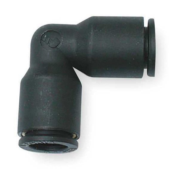 Push-Fit Elbow Fitting, 16mm Tube Size, Fiberglass-Reinforced Nylon, Black
