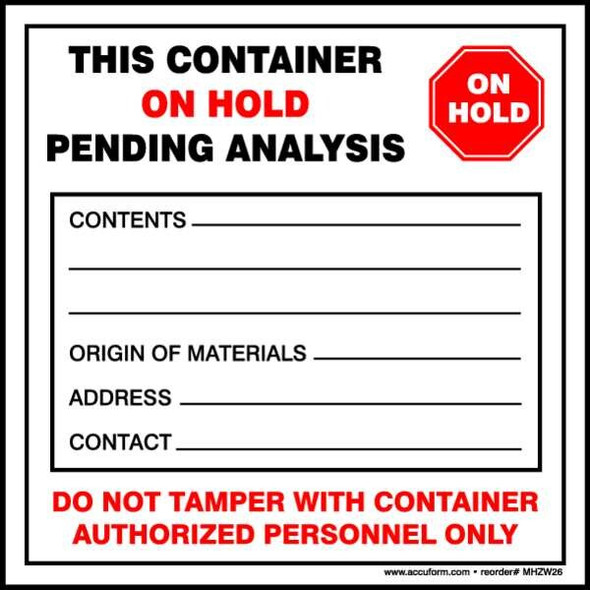 Accuform DOT Handling Label,Waste,4" W,PK100 MHZW28EVC