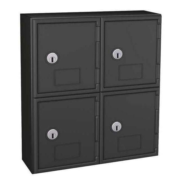 Cell Phone Locker, 12 in W, 4 in D, 13 1/2 in H, (2) Tier, (2) Wide, Black