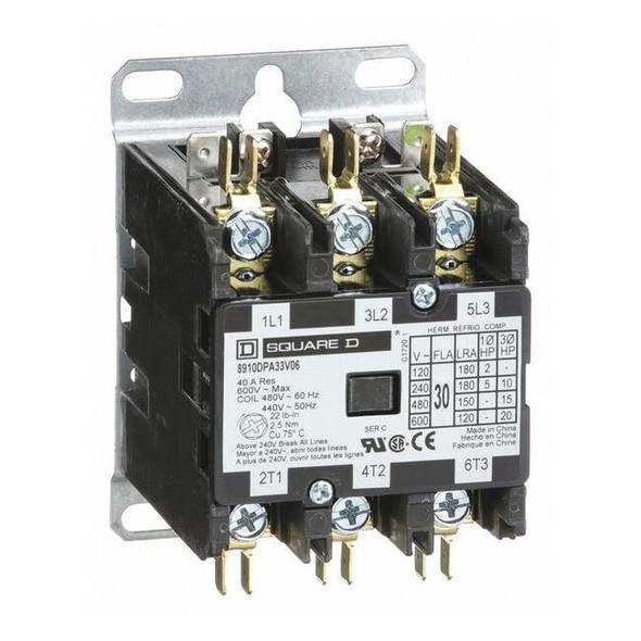 Definite Purpose Magnetic Contactor, 480V AC, 3 P, Non-Reversing, 3 Phase