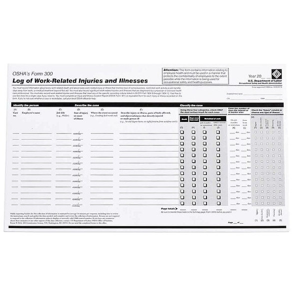 Brady Forms,OSHA 300 Log OR300E