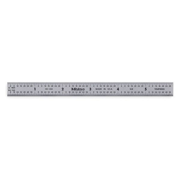 Mitutoyo Steel Rule, Flexible, 12In, 32/64/50/100ths 182-222