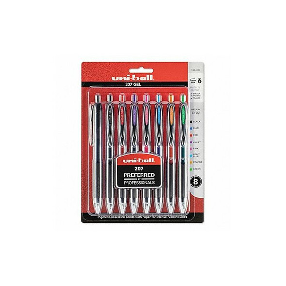 Uni-Ball Retractable Gel Pen Set, Medium 0.7 mm, Assorted PK8 40110