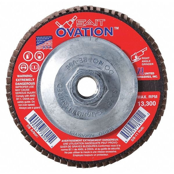 United Abrasives/Sait Arbor Mount Flap Disc,4-1/2in,60,Med. 78108 United Abrasives/Sait Arbor Mount Flap Disc,4-1/2in,60,Med. 78108