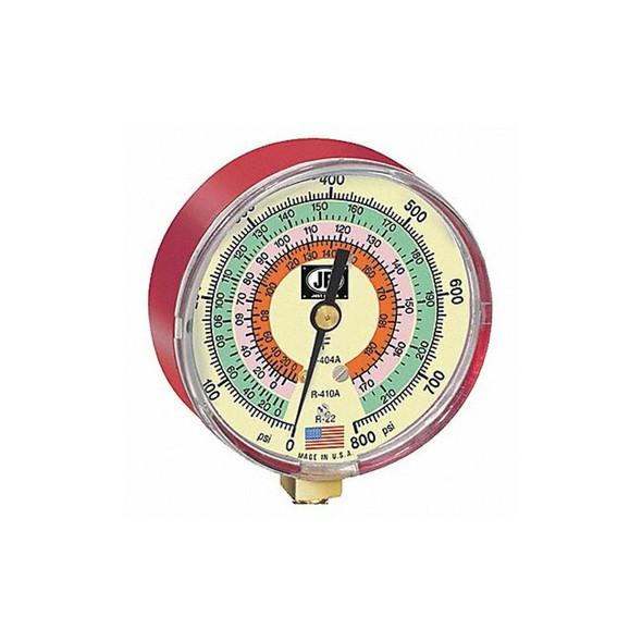 Jb Industries High Side Gauge, 3 1/8 in Dia, Red M2-825