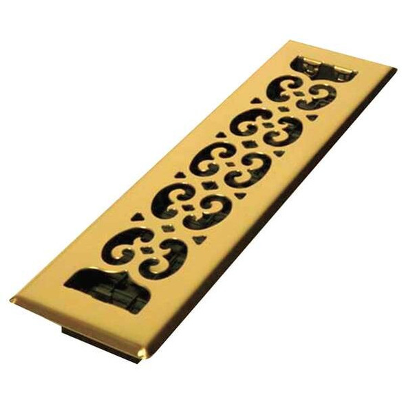 Decor Grates Floor Register 3.75 X 15.5, Bright Brass, Brass SPH214