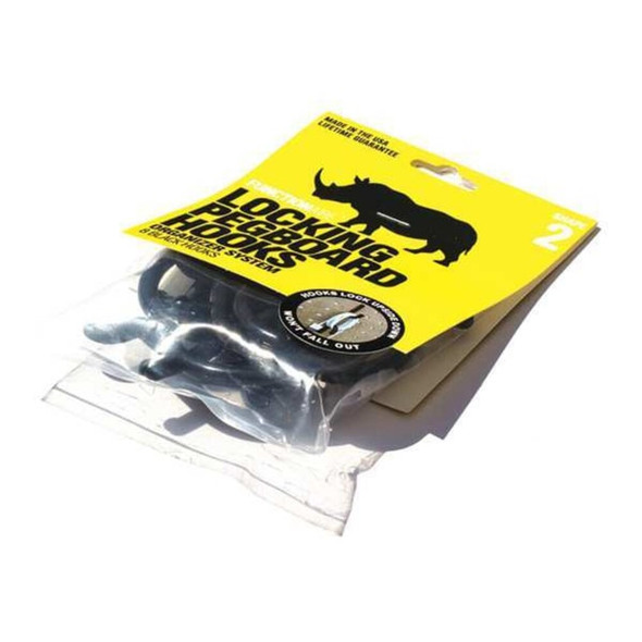 Functionaire Locking Pegboard Hooks,Black,Plastic,PK8 FH2-4