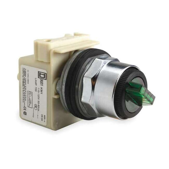 Schneider Electric Illum Selector Switch,2 Pos,30mm,Green 9001K11J1G
