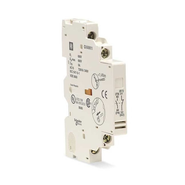 Schneider Electric Auxiliary Contact, 2NO/0NC, 6 A GVAN20