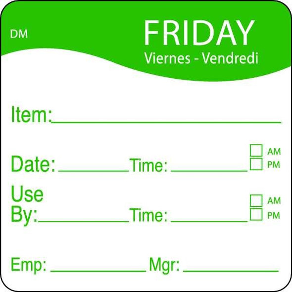 Daymark Day Label,Friday,2-1/2 In. W,PK250 1100535
