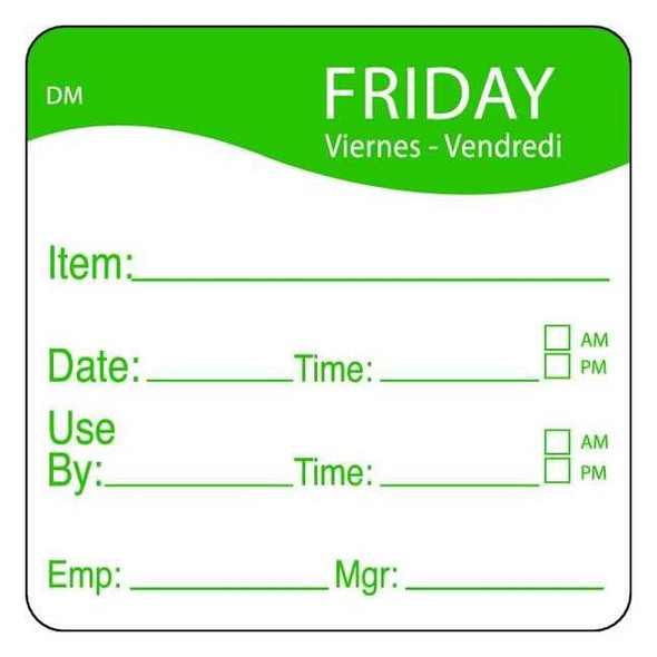 Daymark Day Label,Friday,2-1/2 In. W,PK250 1100535