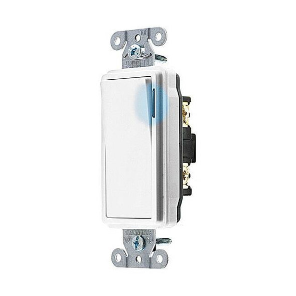 Illminatd Wall Swtch, 1-Pole, 20A, Wht, 120V