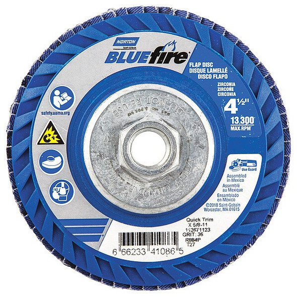 Norton Co Flap Disc,13,300 rpm,36 Grit,27-Type,PK2 66623341086