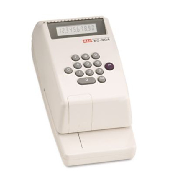 MAX Electronic Checkwriter, 10-Digit, 4.38 x 9.13 x 3.75 EC-30A