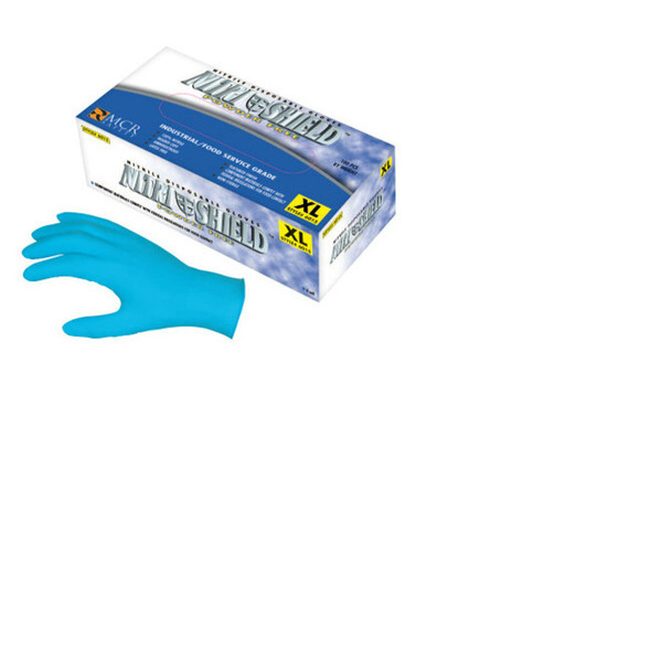 Nitrile Disposable Gloves, NitriShield™, Rolled Cuff, Unlined, Large, Blue, 4 mil Thick, Powder Free