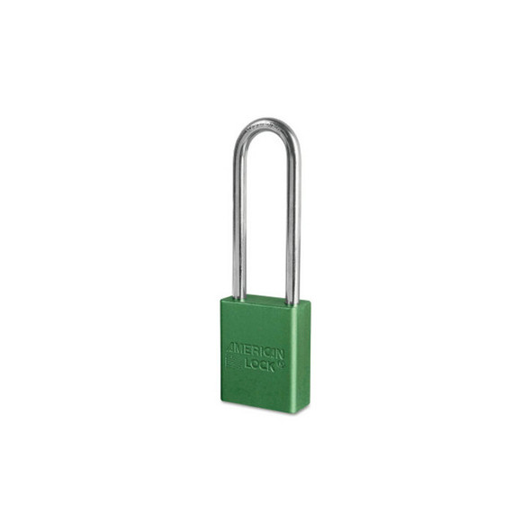 Solid Aluminum Padlocks, 1/4 in Dia, 3 in L X 3/4 in W, Green