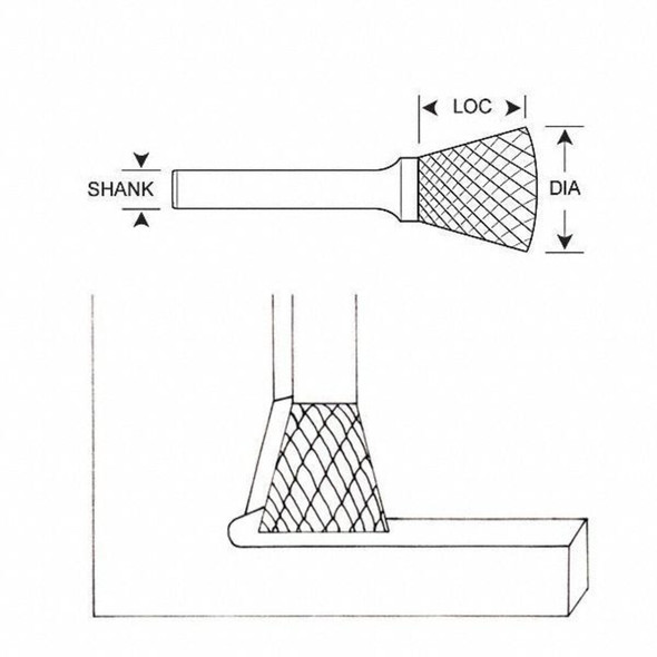 Manufacturer Varies Carbide Bur,Inverted Cone,1-2,1-4 Shank 310-002228