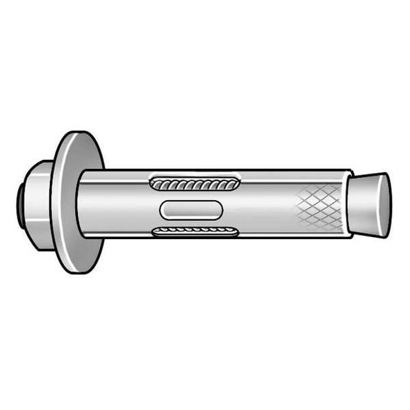 Dynabolt Sleeve Anchor, 1/2" Dia., 4" L, Carbon Steel Zinc Plated, 25 PK