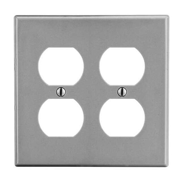 Duplex Receptacle Wall Plate, Number of Gangs: 2 Plastic, Satin Finish, Graphite