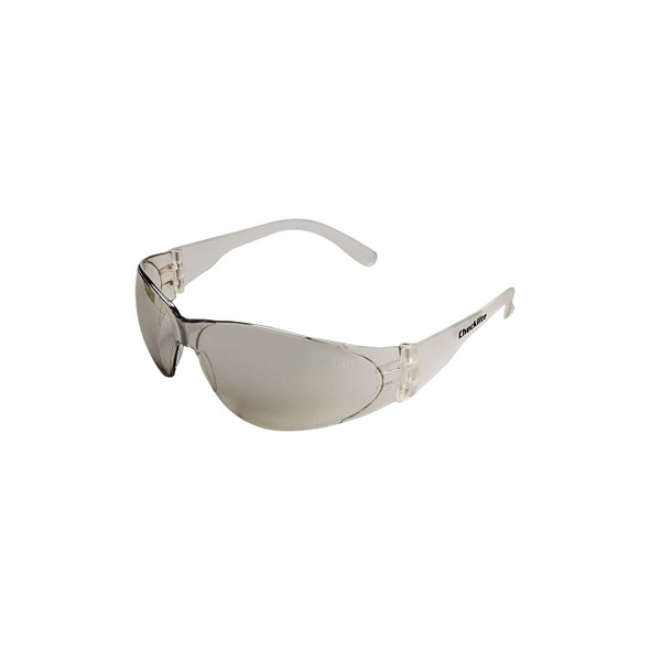 Checklite® CL1 Frameless Safety Glasses, Polycarbonate I/O Clear Mirror Lens, Duramass®, Clear Polycarbonate Temples