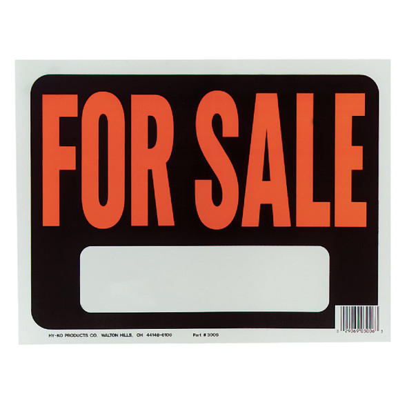 Hy-Ko 9x12 Plastic Sign, For Sale 3006 Pack of 10