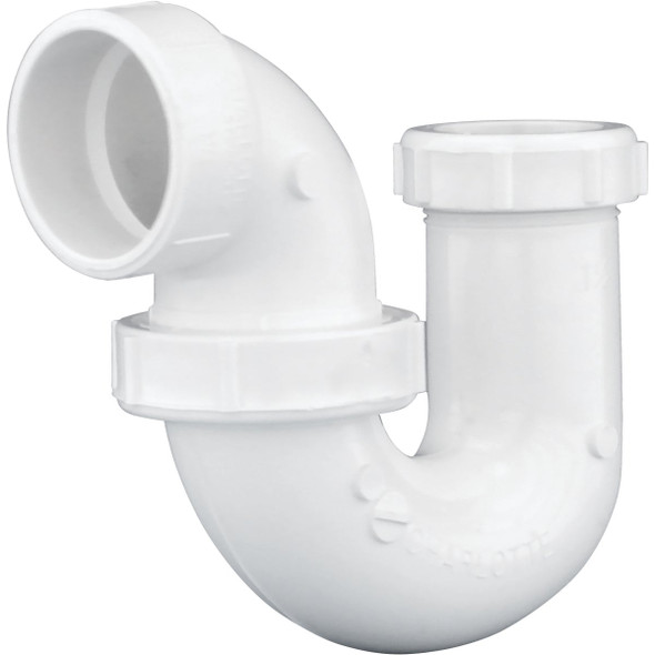 Charlotte Pipe 1-1/2 In., 1-1/4 In. White PVC P-Trap PVC 00711W 0600HA