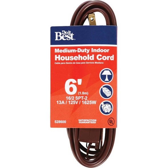 Do it Best 6 Ft. 16/2 Brown Cube Tap Extension Cord IN-PT2162-06X-BR
