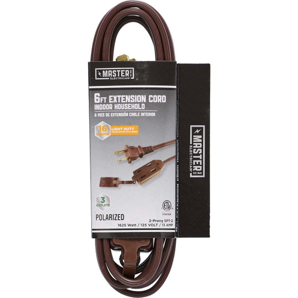Master Electrician 6 Ft. 16/2 Brown Cube Tap Extension Cord 09401ME