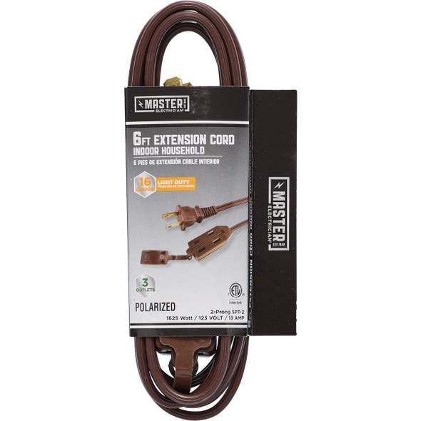 Master Electrician 6 Ft. 16/2 Brown Cube Tap Extension Cord 09401ME
