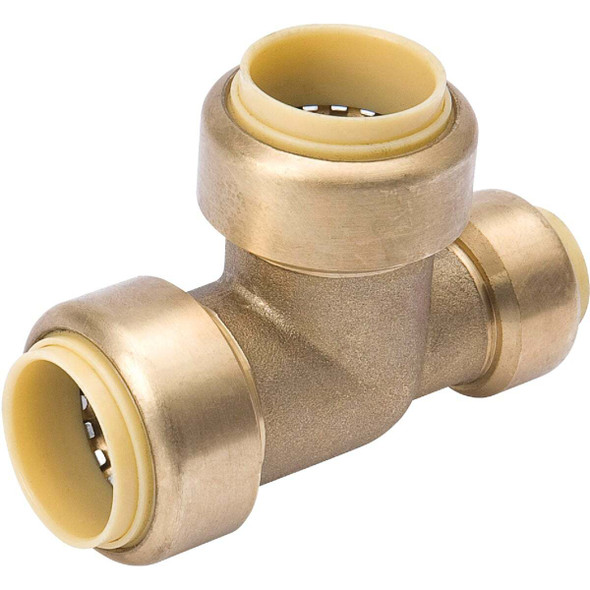 ProLine 3/4 In. PF x 1/2 In. PF x 3/4 In. PF Brass Push Fit Reducing Tee
