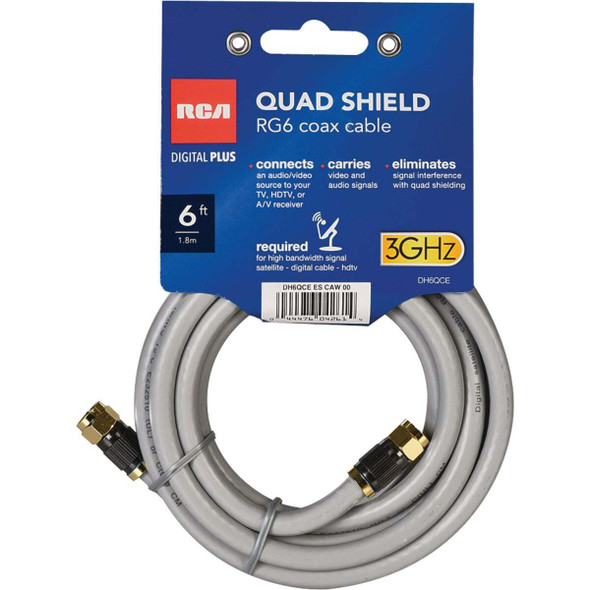 RCA 6 Ft. Gray Digital Plus Quad RG6 Coaxial Cable DH6QCE