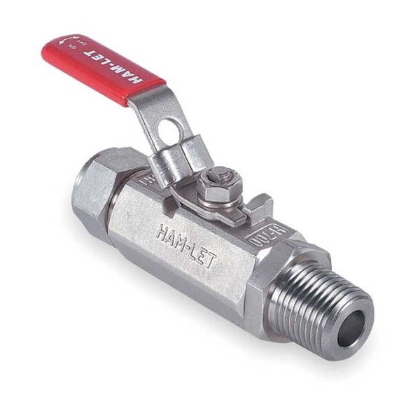 3/8" MNPT x Compr Stainless Steel Ball Valve Inline